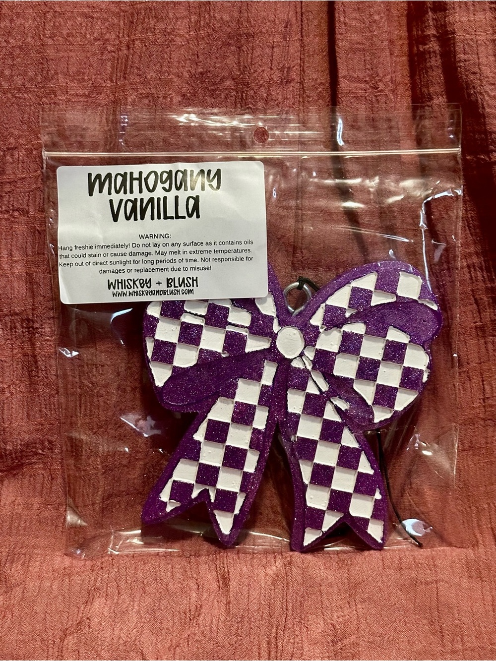 Purple checkered bow freshie